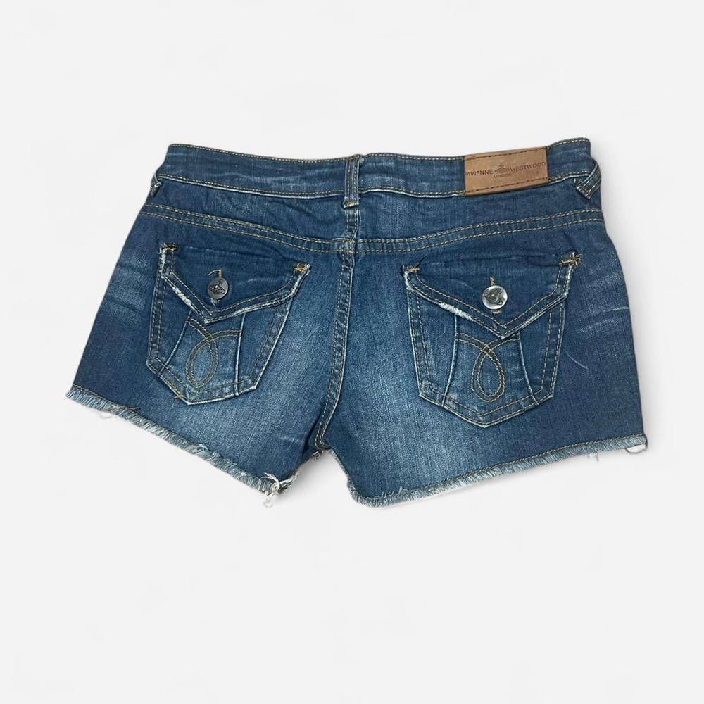 Vivienne Westwood white & gold label Blue distressed denim mini shorts 🪐
